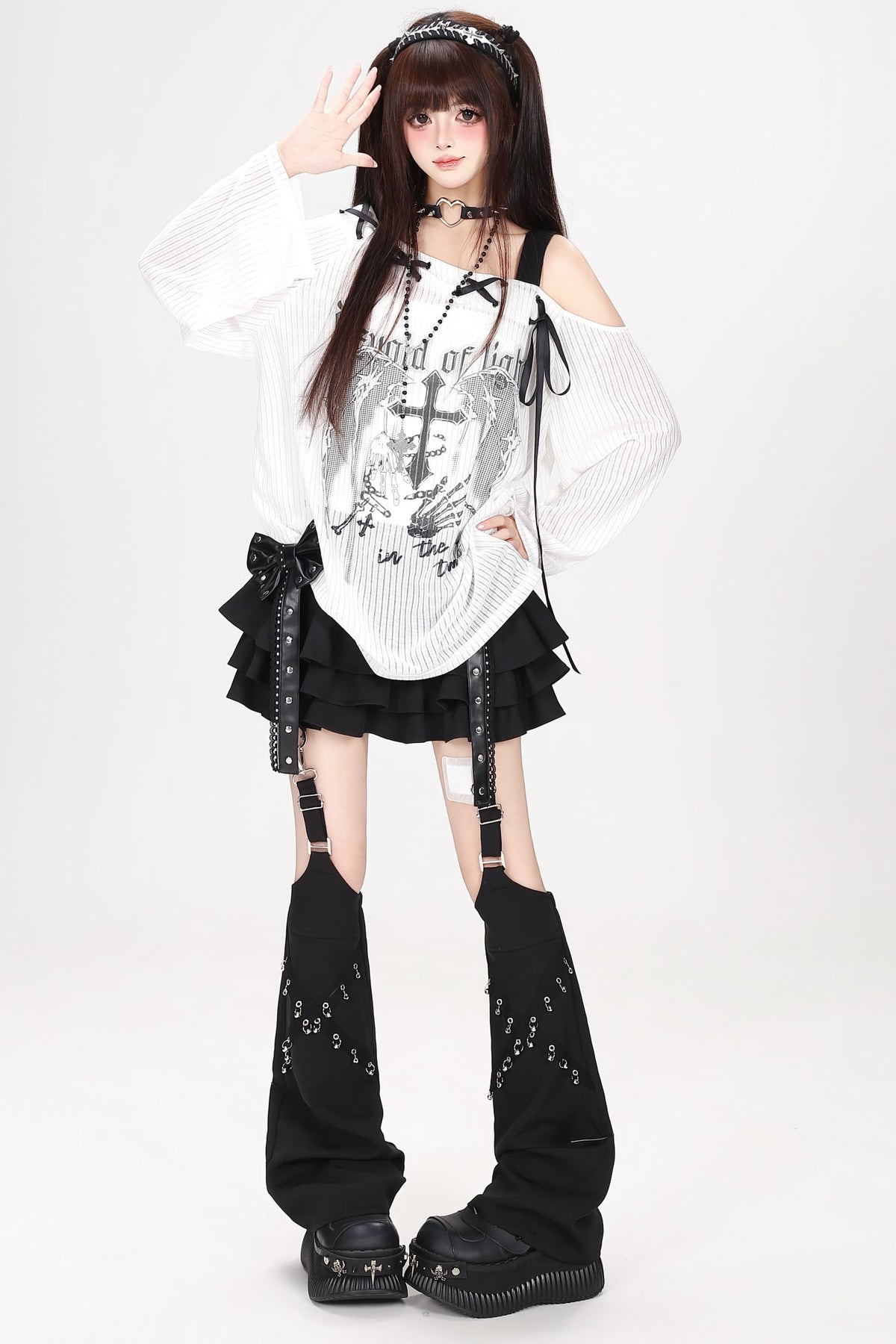 Loose Off-Shoulder Tie Long-Sleeve Cover-Up