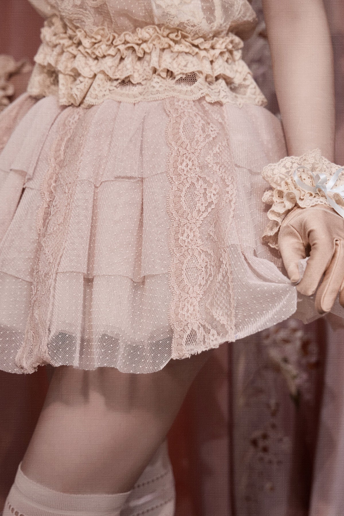 Pink Mesh Lace Skirt
