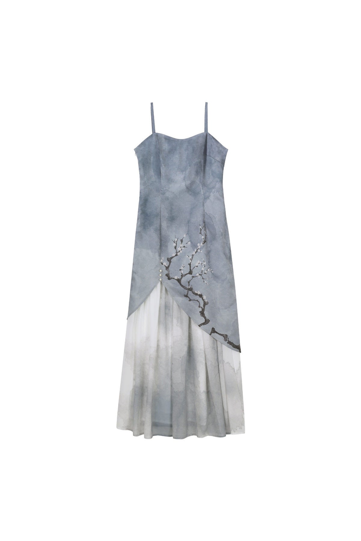Weißes Pflaumen-Cheongsam-Oberteil- und Rock-Set