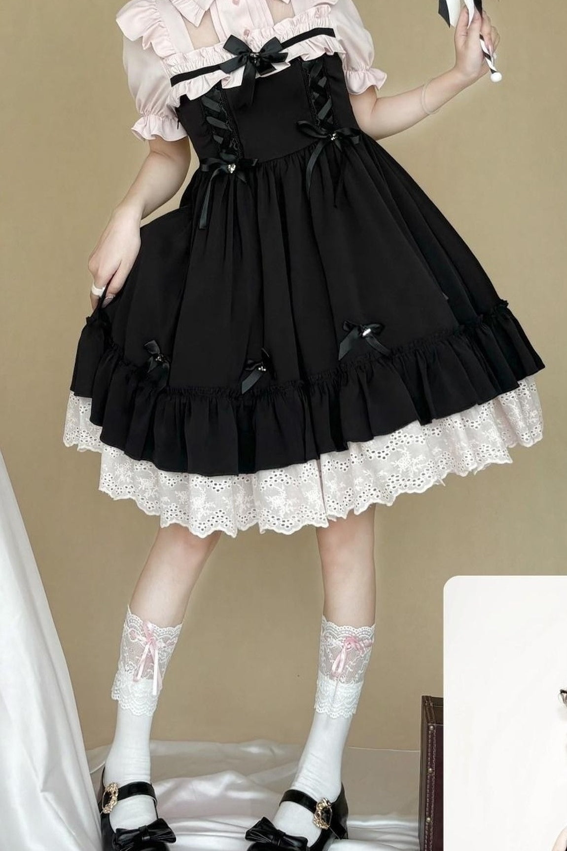Lolita Lace Ribbon Ruffle Dress