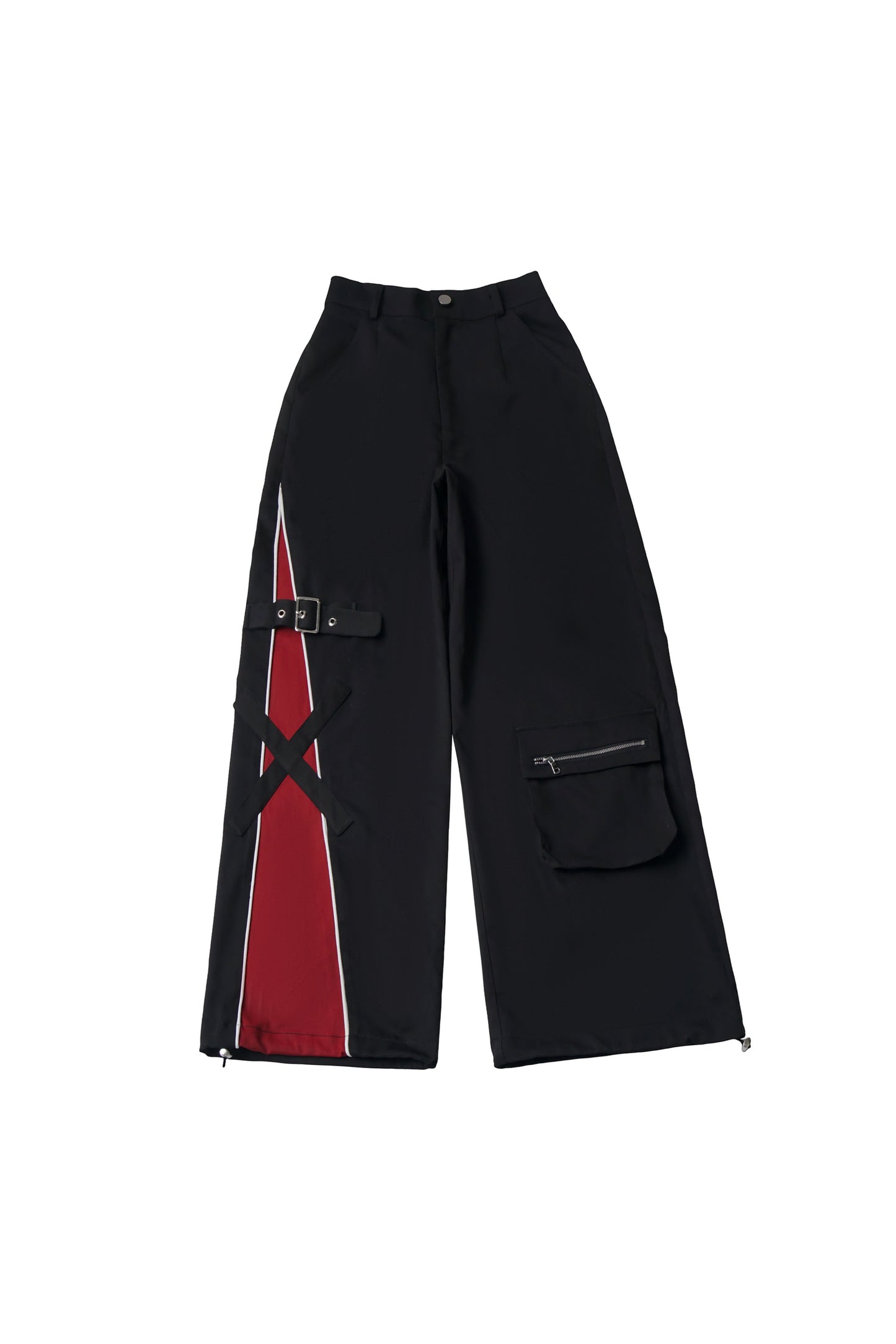 Rote und schwarze Motorradjacke und -hose im Set