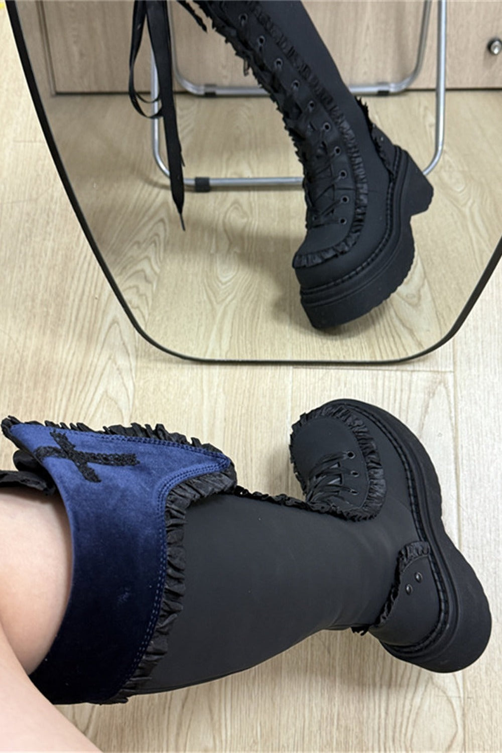 Gothic Cross Platform Boots