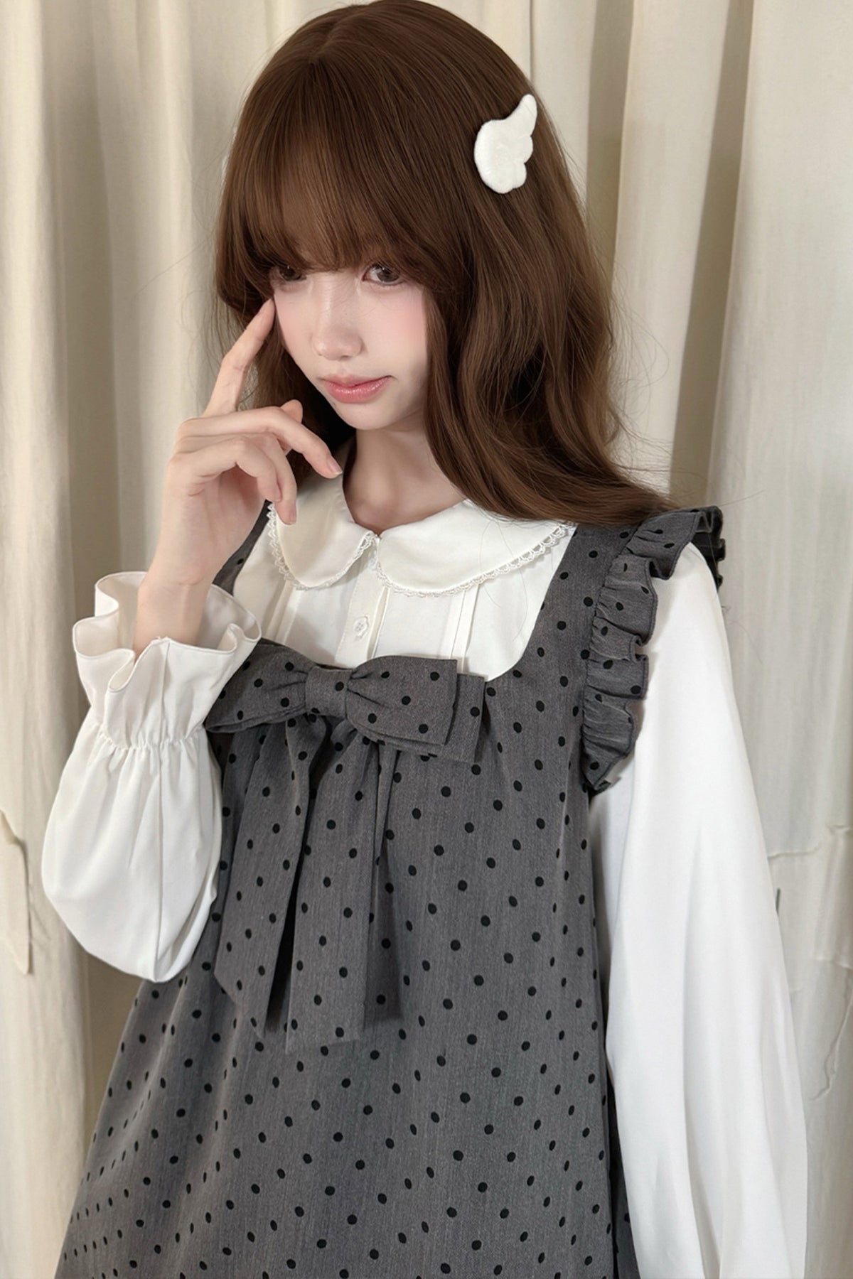 Layered-Look Polka Dot Dress
