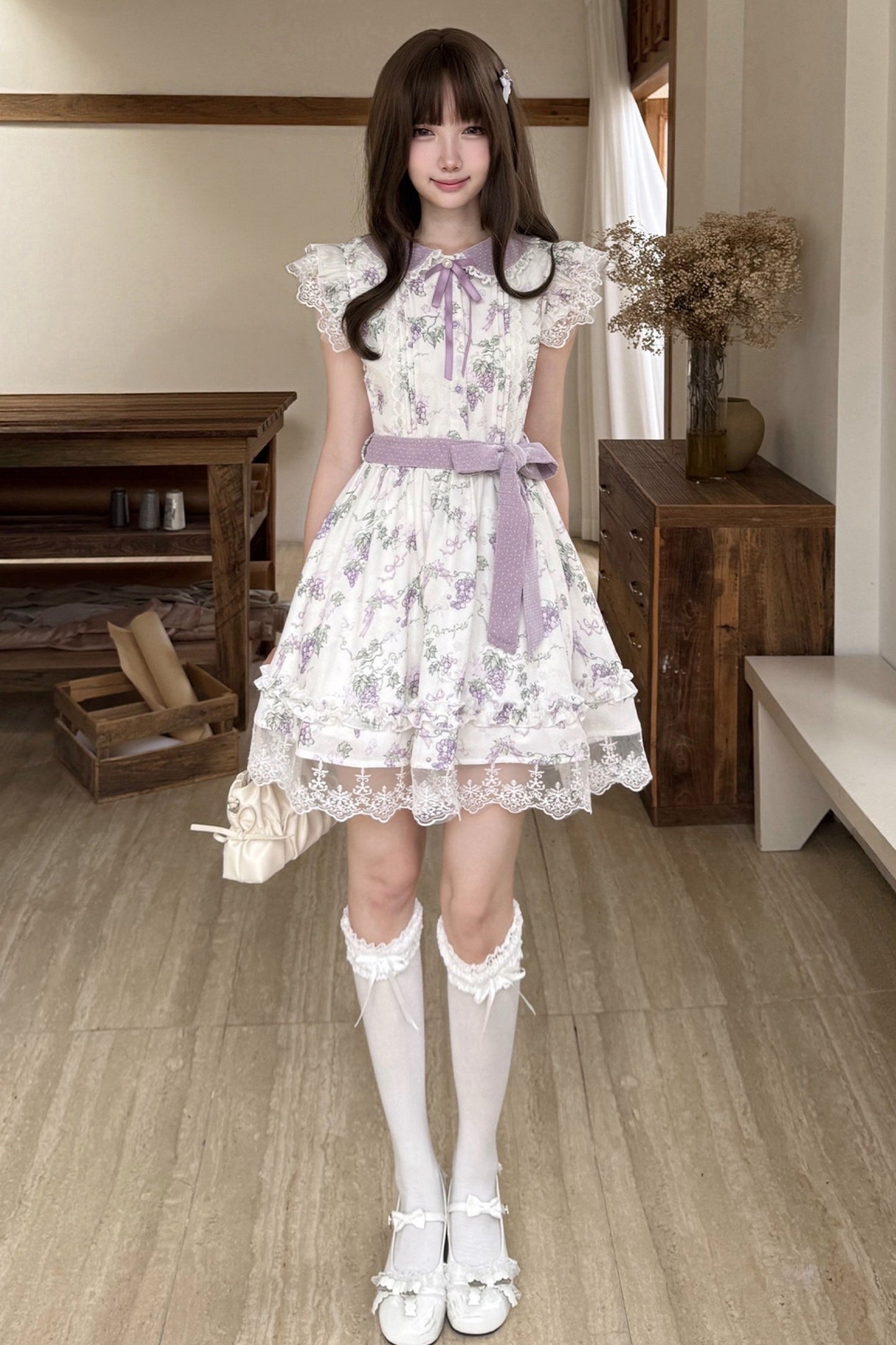Grape Vine Floral Lace Dress