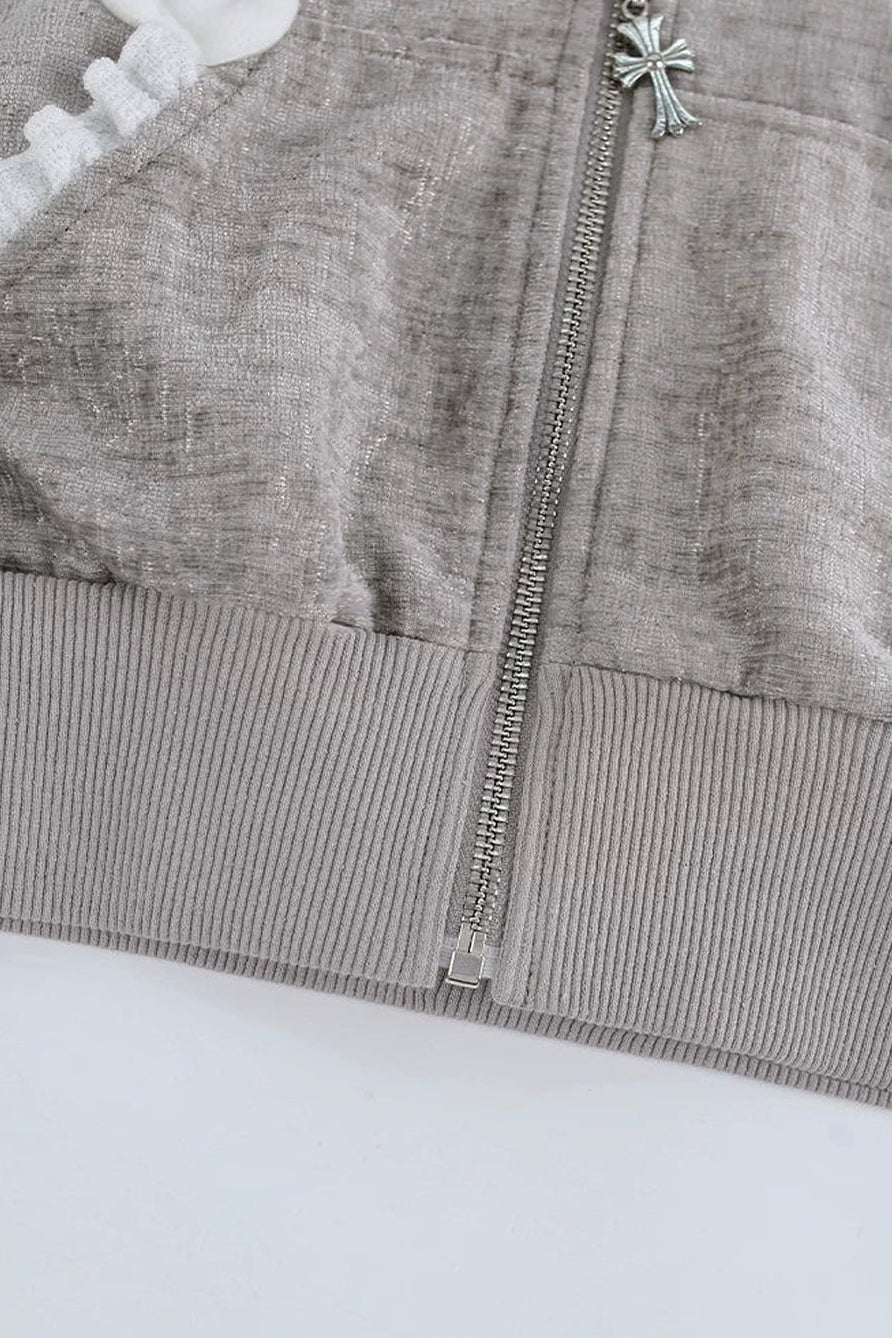 Gray Cat Ear Jacket with Tiered Cake Skirt Set-Up
