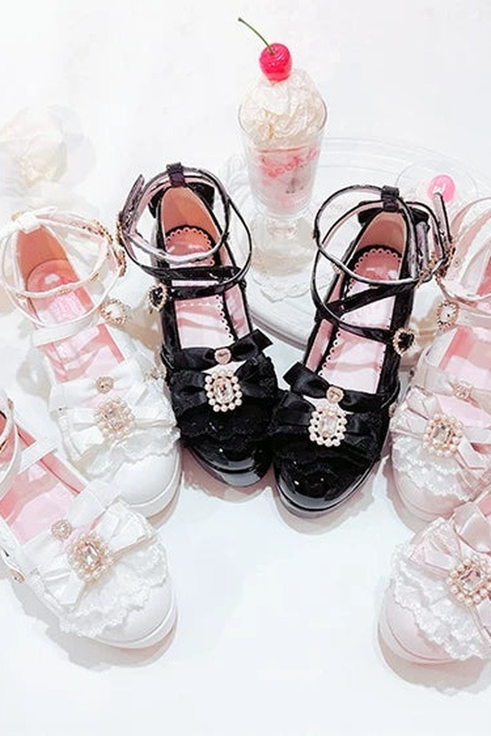 Rhinestone Lace High Heels