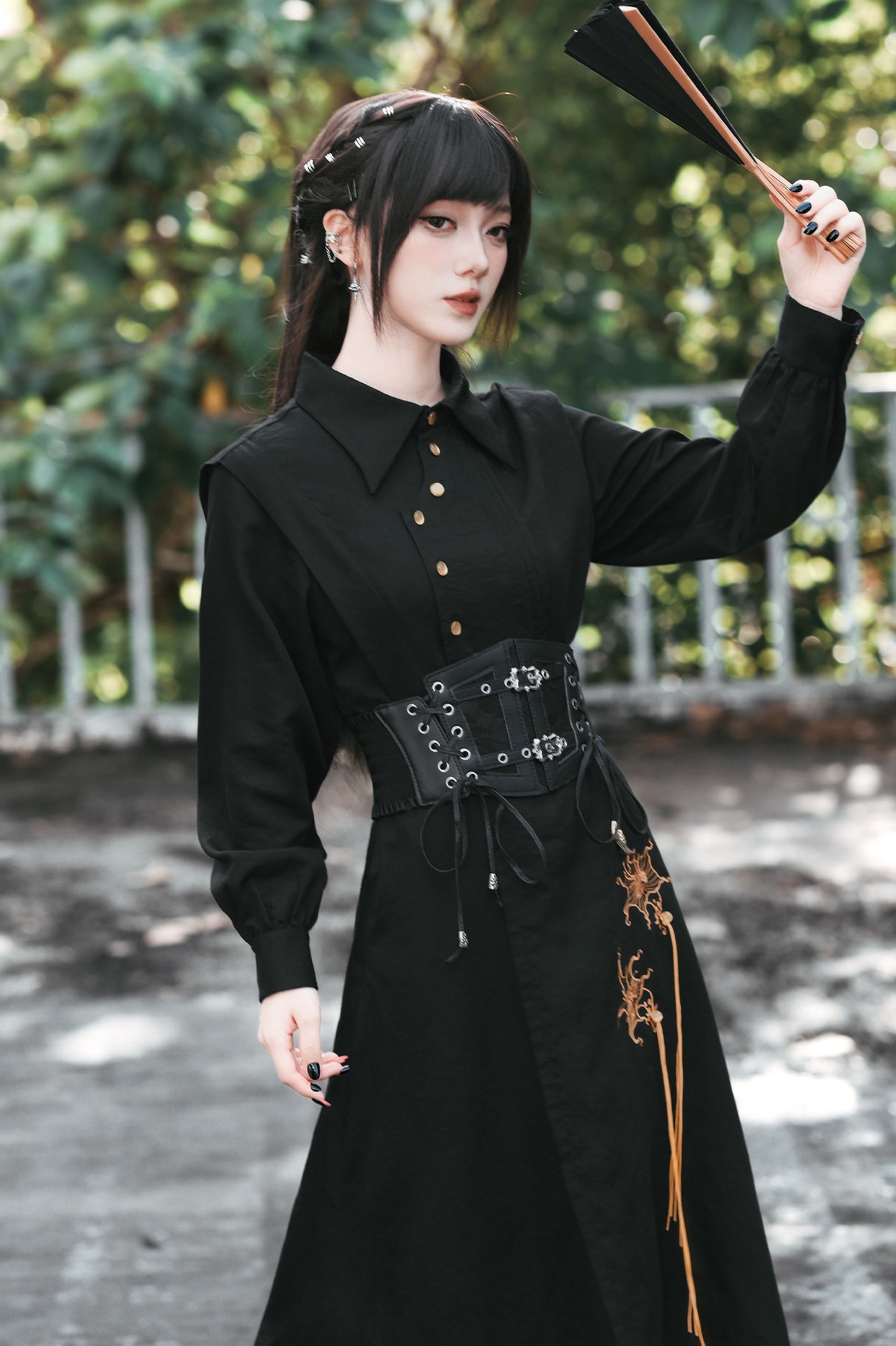 Mandala Embroidered Long-Sleeve Dress