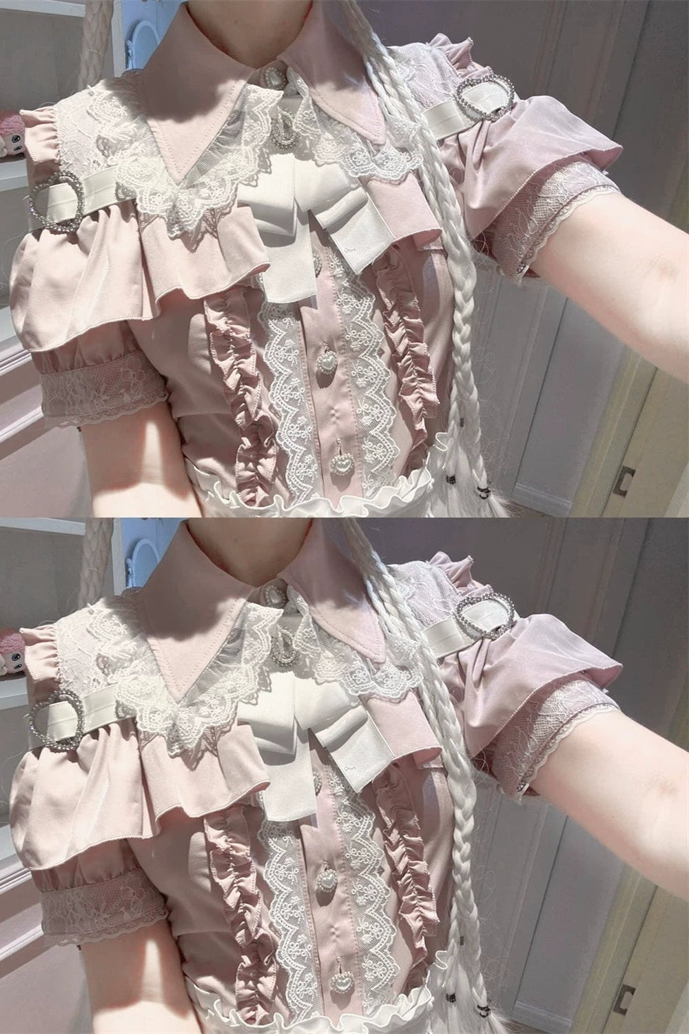 Cherry Short-Sleeve Shirt and Skirt Set-Up