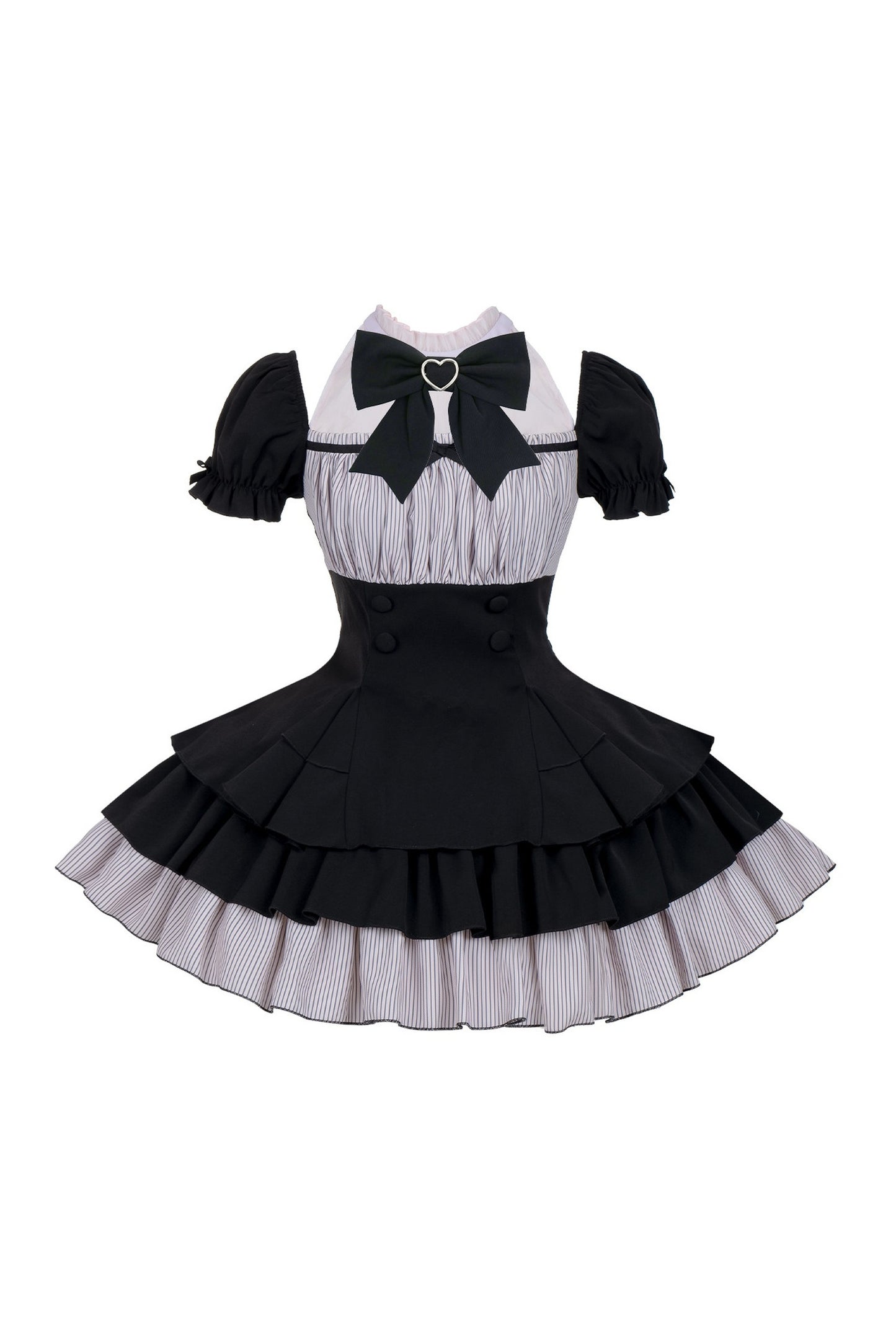 Cooles Kleid mit eckigem Ausschnitt und dreistufigem Rüschenrock