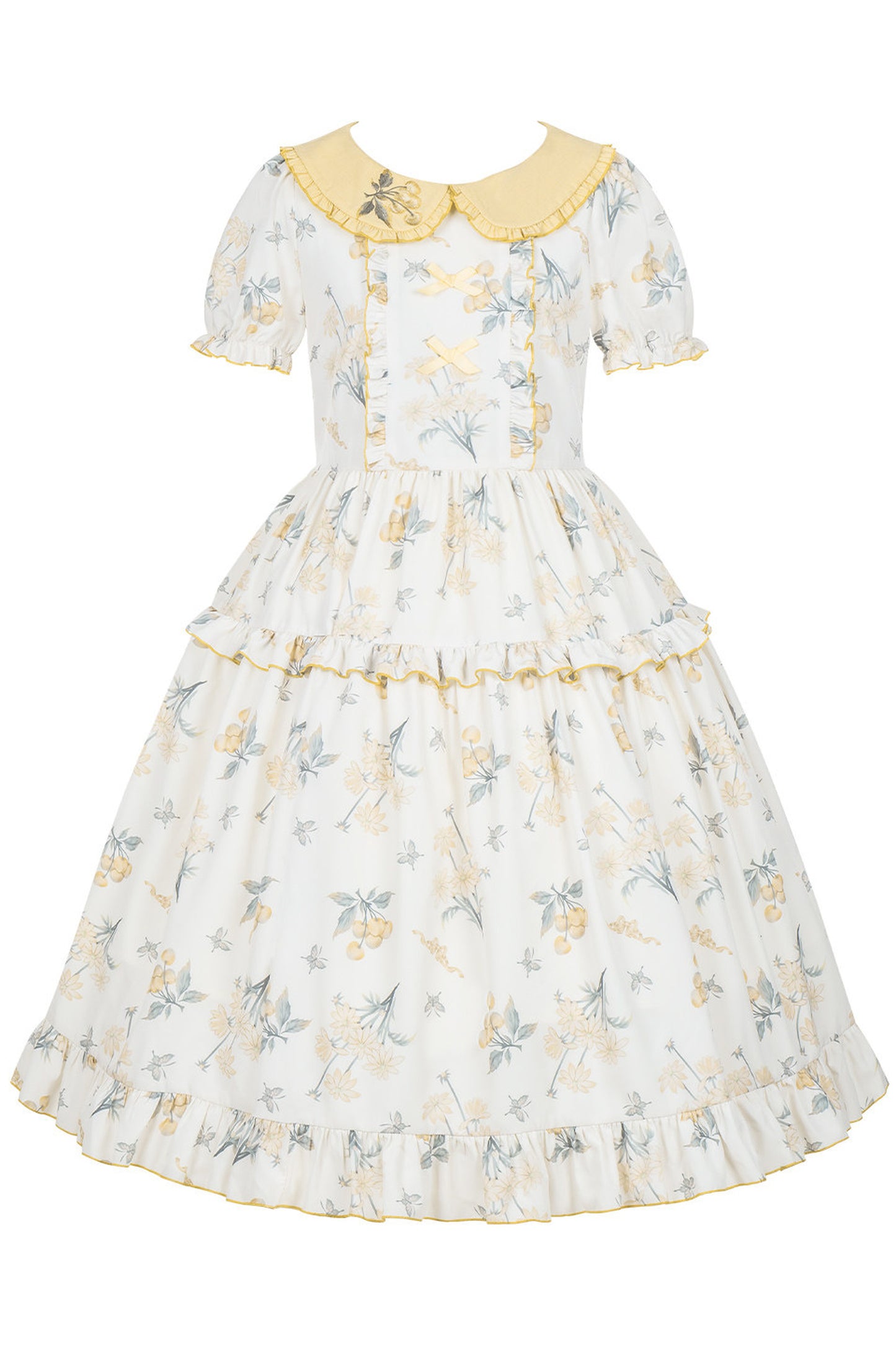 Kleid mit pastoralem Blumenprint und Bubikragen