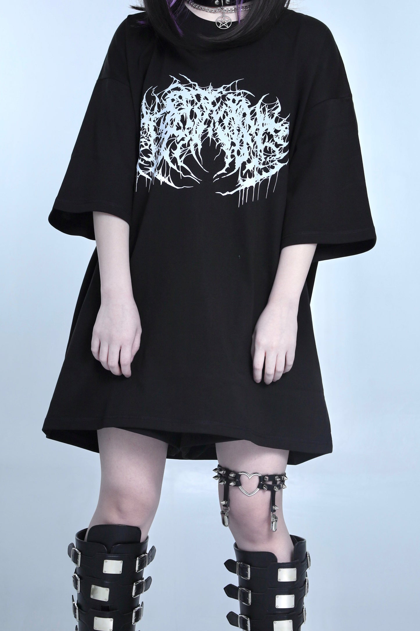 ゴシックパンクプリントTシャツ