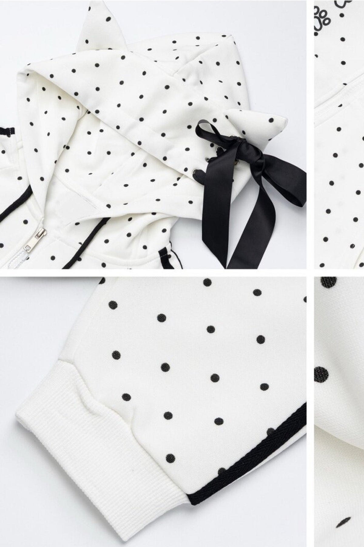 Skull Cat Ear Polka Dot Hooded Jacket