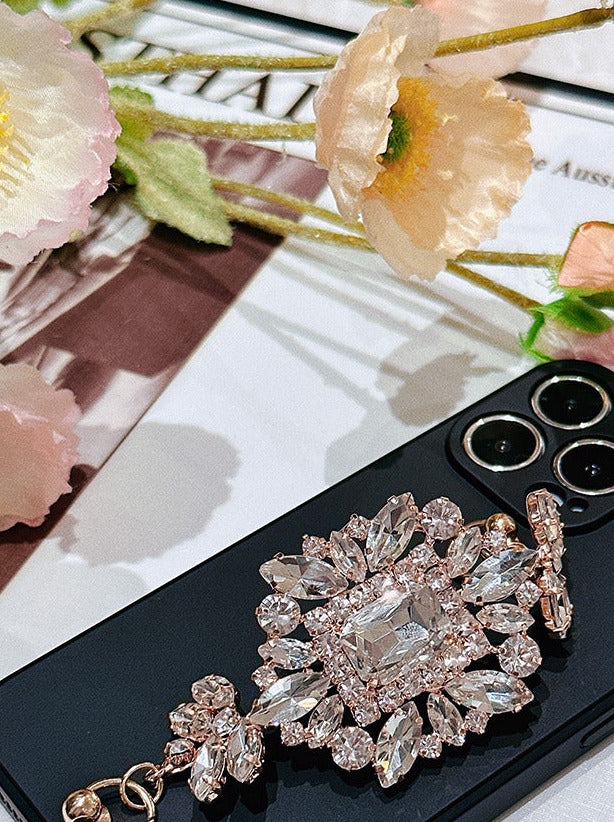 Korean style high-end rhinestone chain phone case