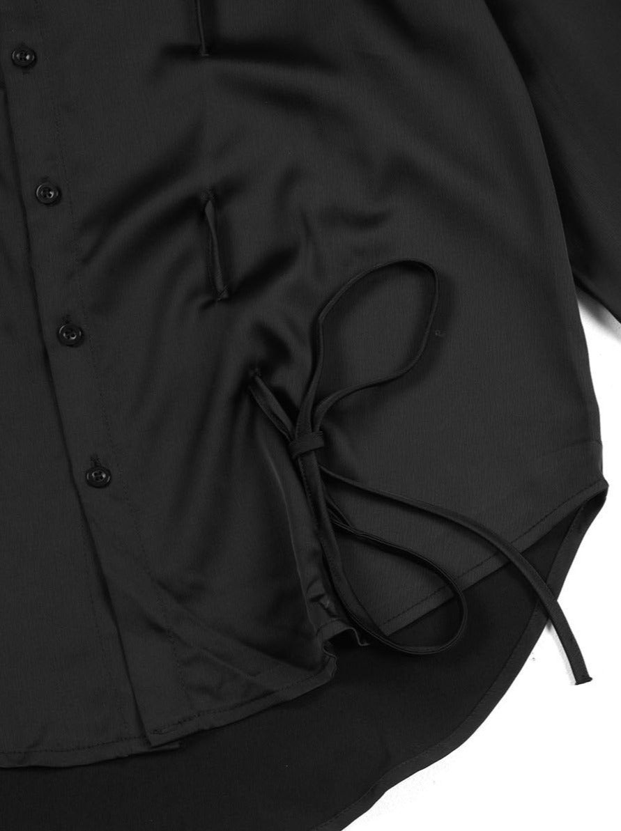 サテンプリーツルーズデザインビッグシャツ