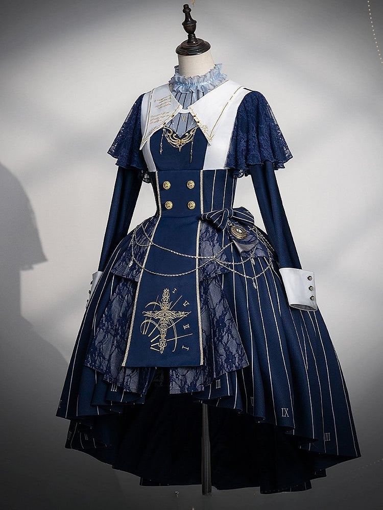 【2月26日予約締切】ゴシックエンブロイダリーストライプ懐中時計シスタードレスフルセット+ヘッドドレス