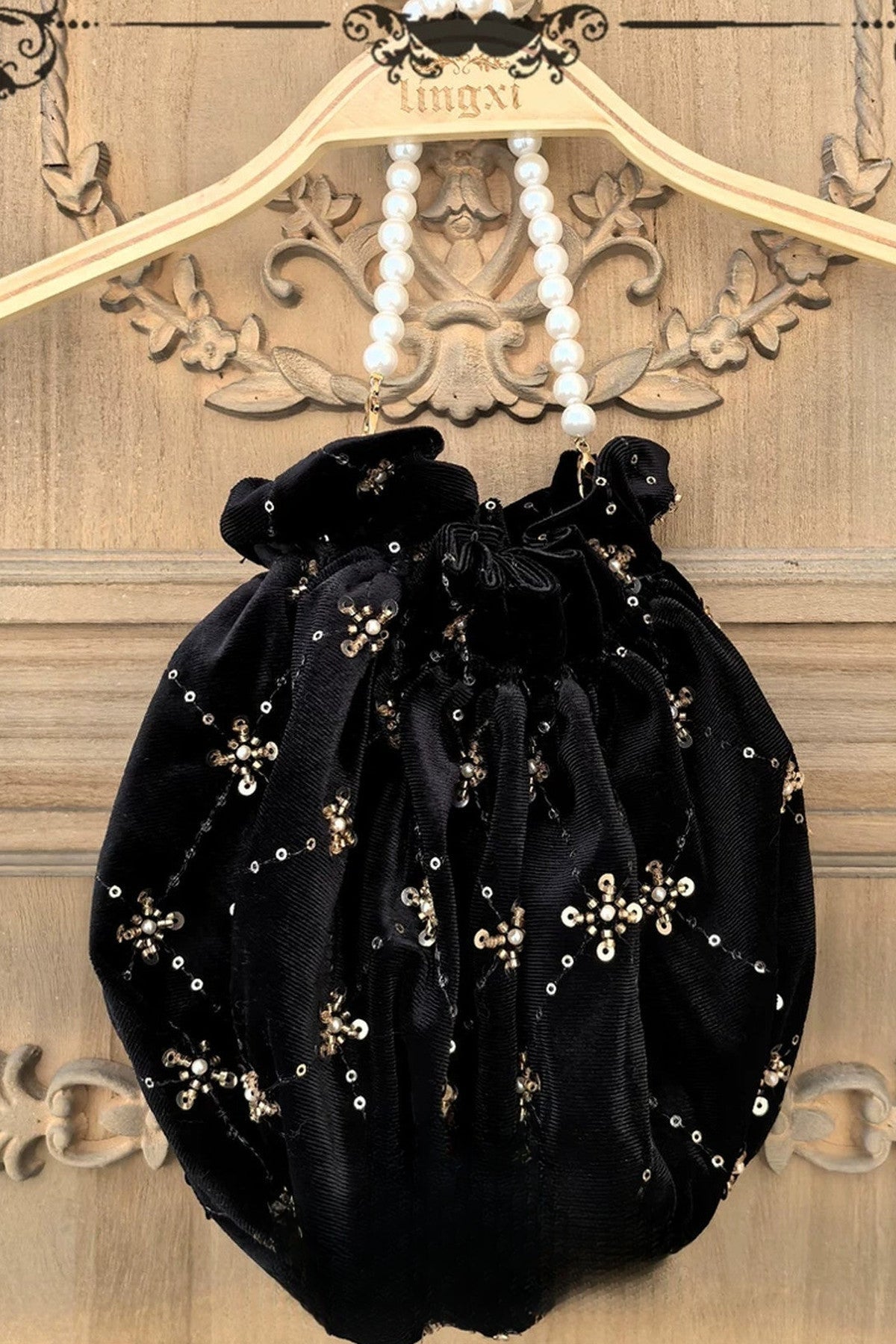 Black Gold Beaded Empire Dress