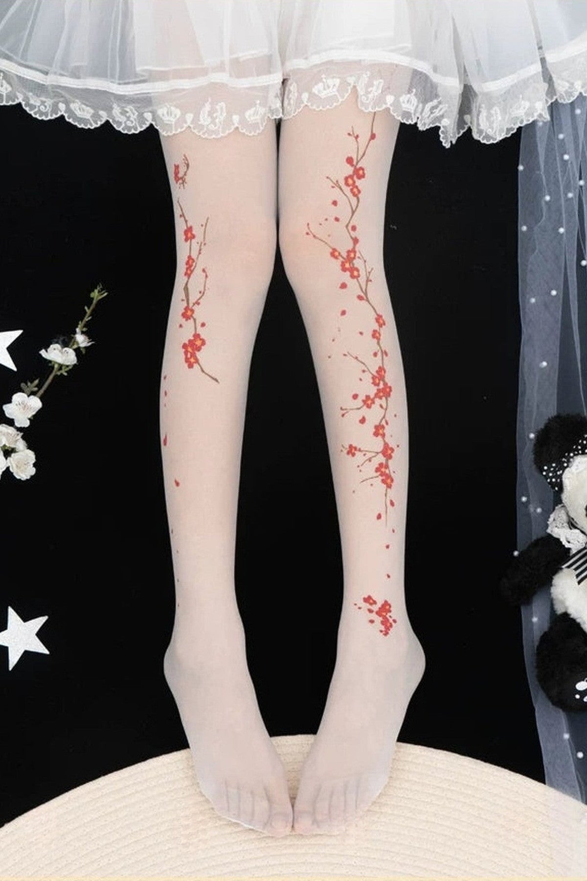 Hidden Plum Blossom Tights