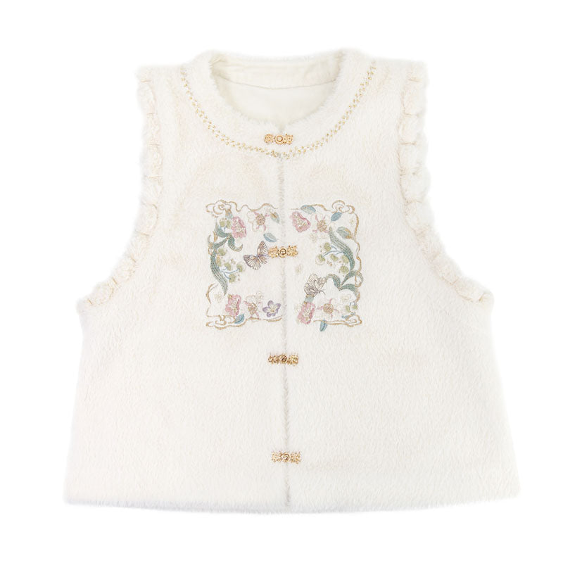 Plush Round Neck Chinese-Style Set
