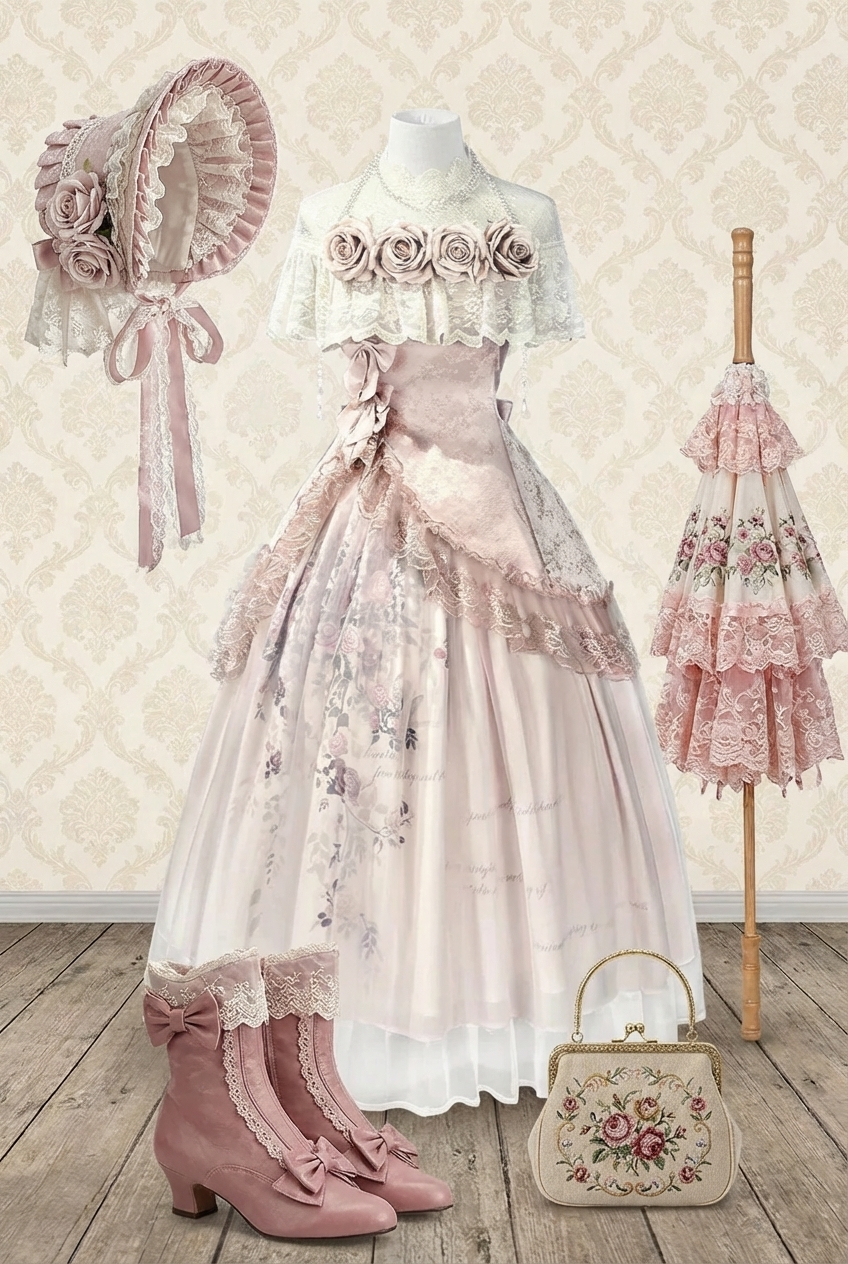 Sweet Pink Rose Elegant Lolita Set