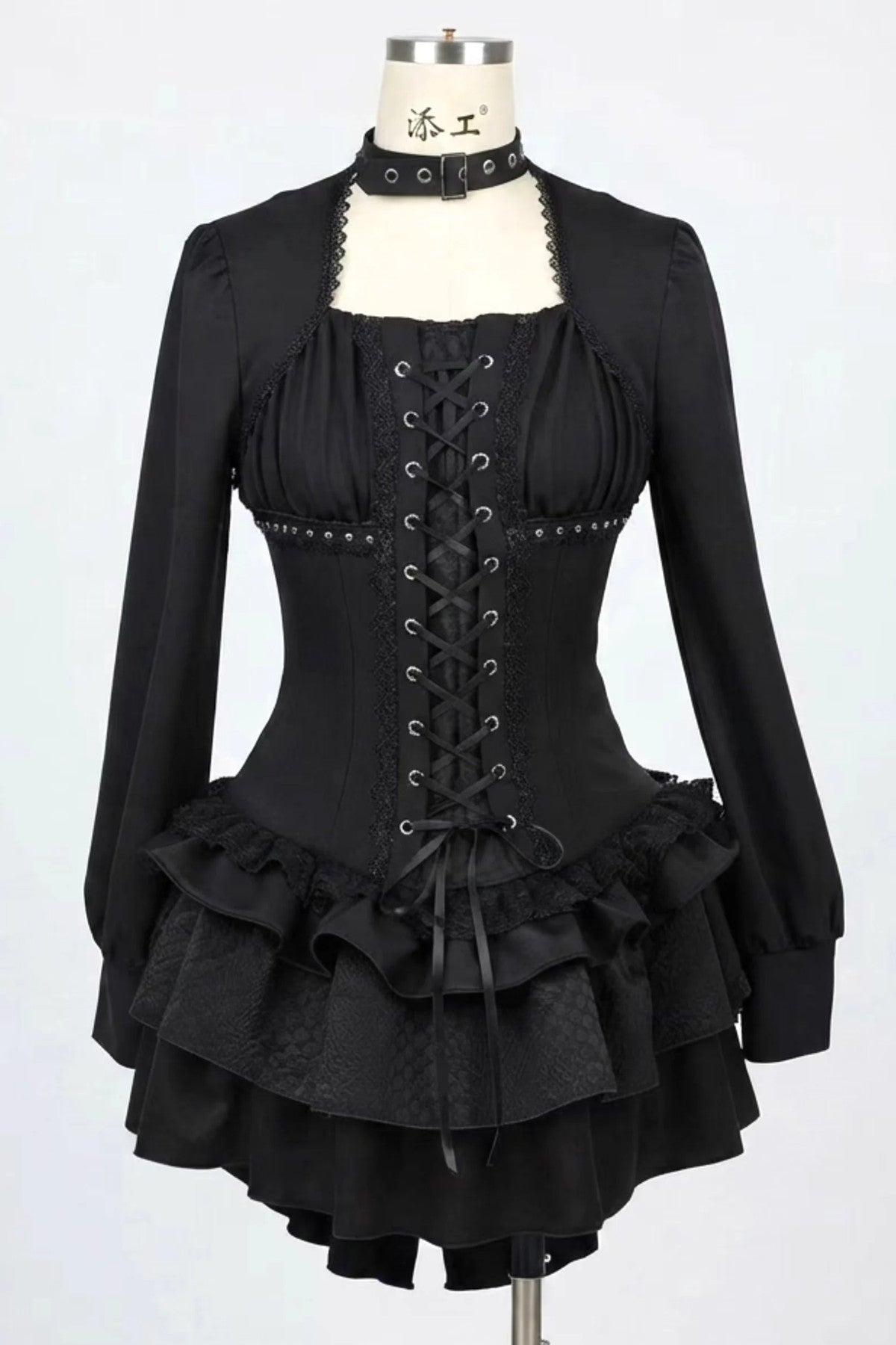 Black Gothic Patchwork Lace Dress