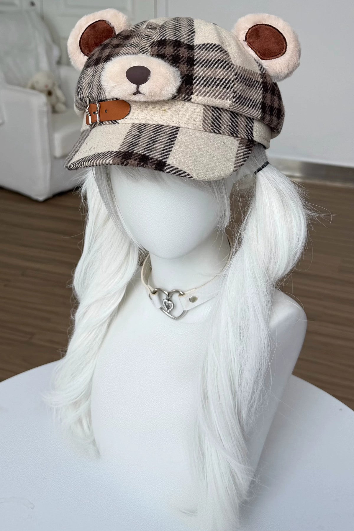 Bear Plaid Newsboy Hat