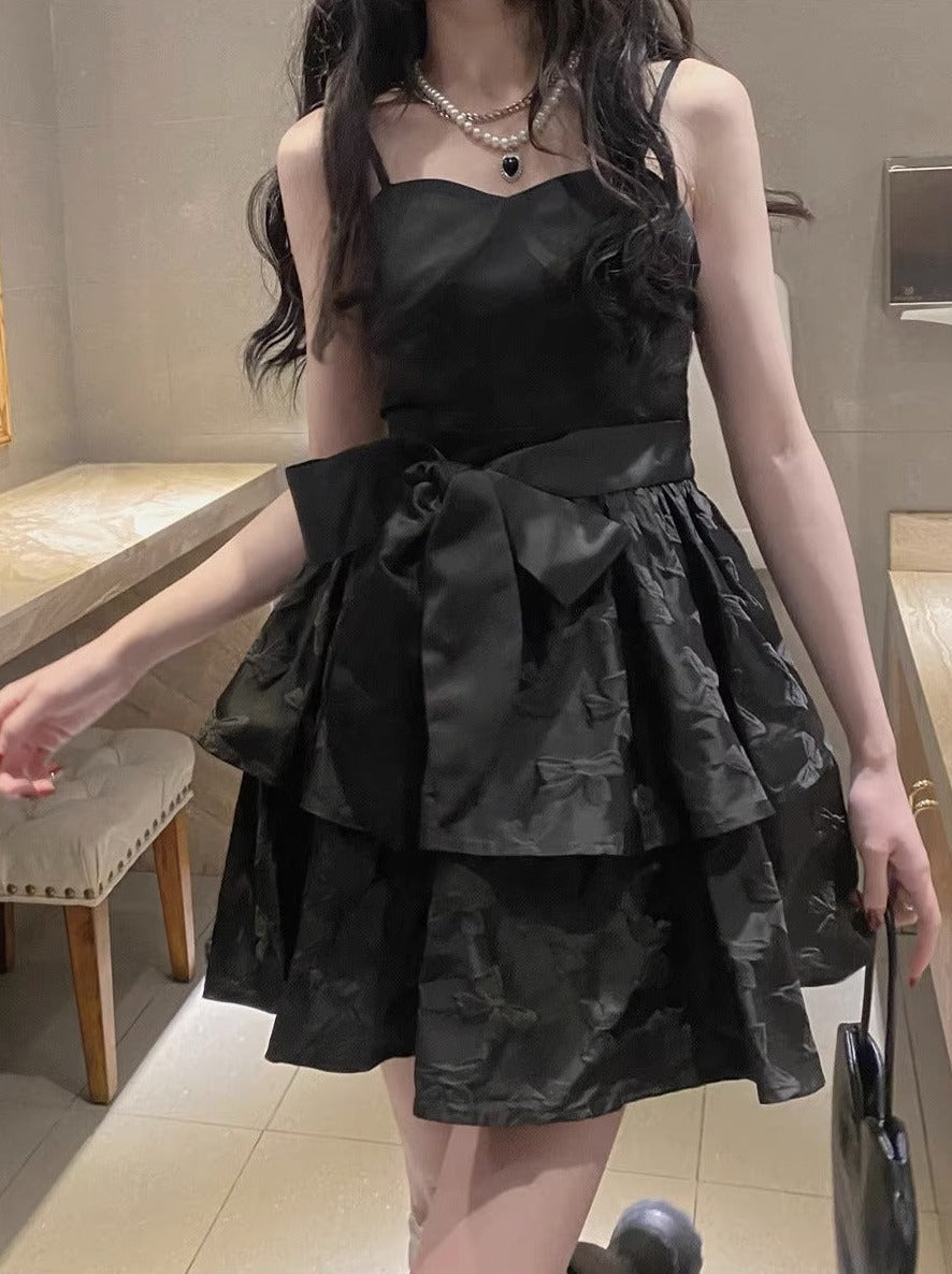 バックルショルダーショートジャケット+ジャカードリボンサスドレス