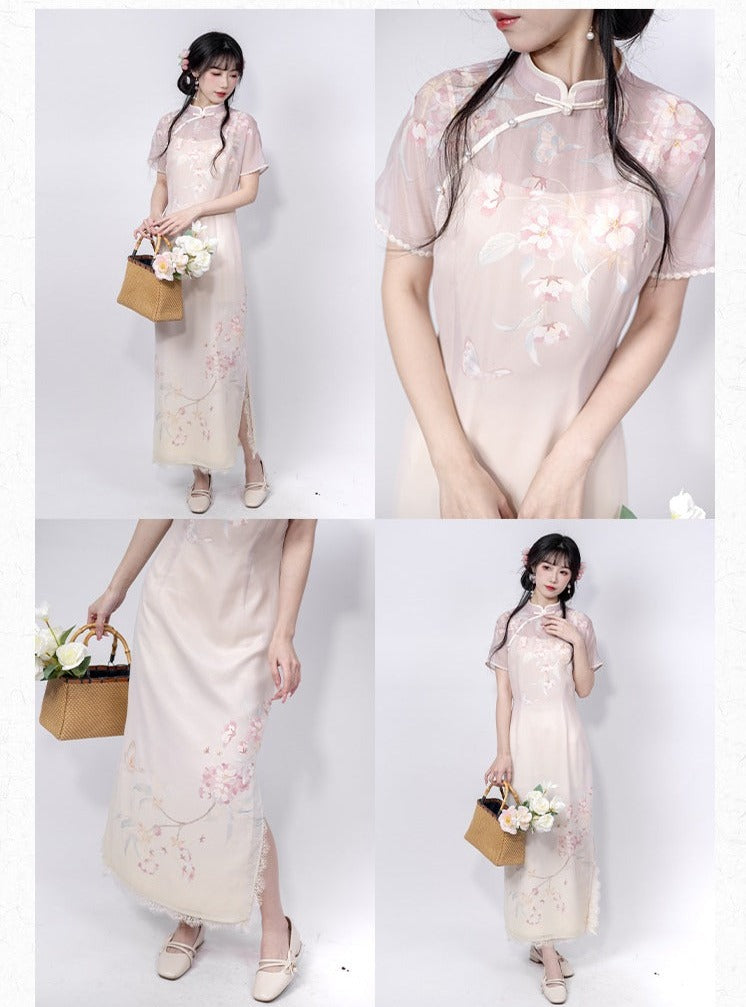 【예약상품】 블로섬프린트츠리피스크차이나드레스