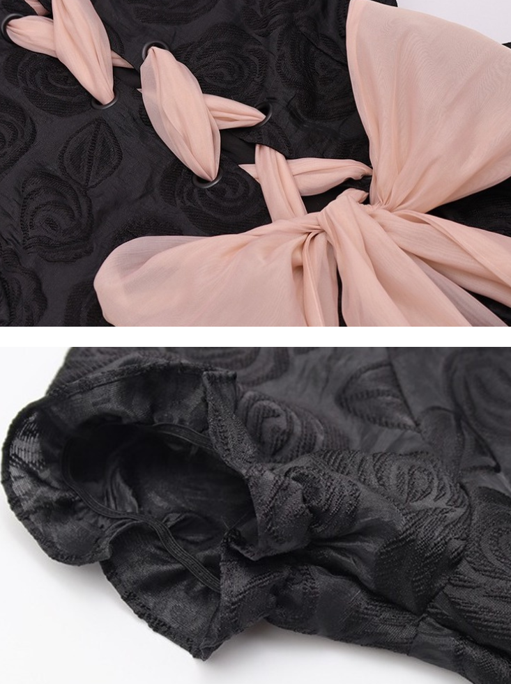 Black Rose Back Race Up Dress