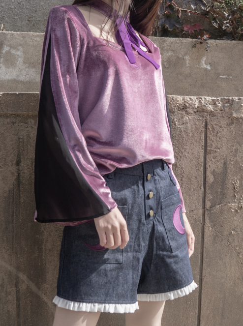 ダークパープルツインズベルベットワンピースセットアップ