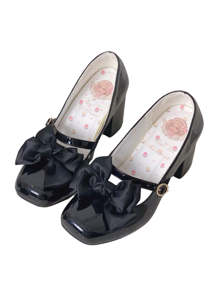Square Temerge Jane Ribbon French Elegant High Heel