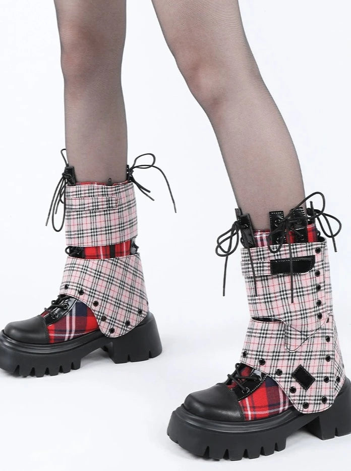 Rock Check Studded Short Boots