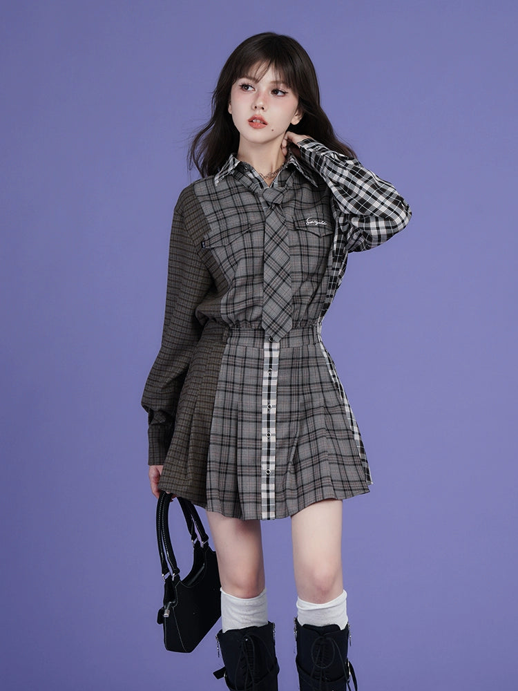 asymmetric plaid shirt dress Asymmetric Plaid Midi Dress
