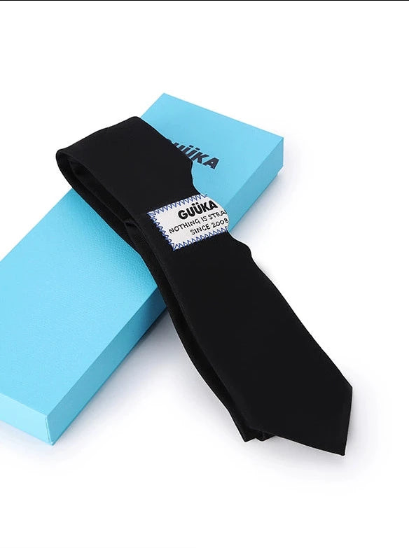 カレッジスタイルロゴレザーラベルネクタイ