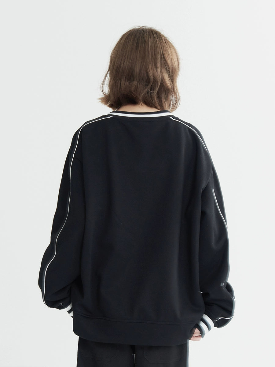 フロックVネックルーズカジュアルスポーティートップス