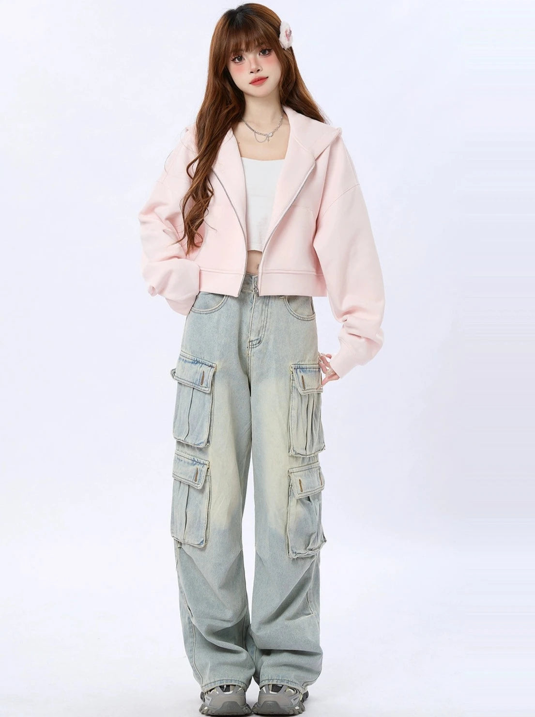 Sweet Spring Milky Short Hoodie