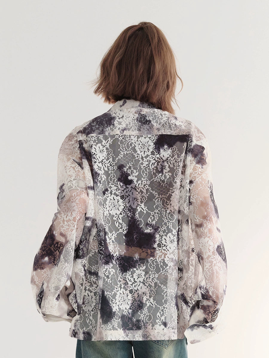 Dark tie-dye sheer shirt