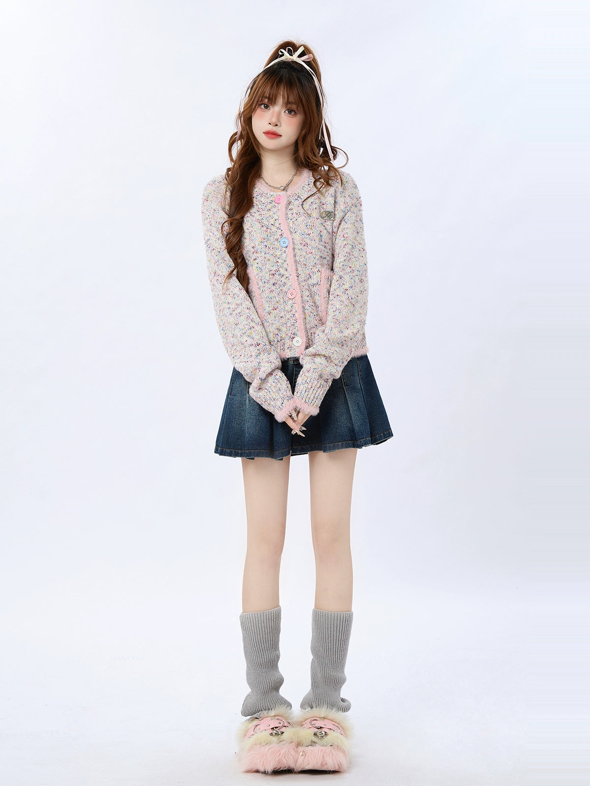 Korean Colorful Short Knit Cardigan