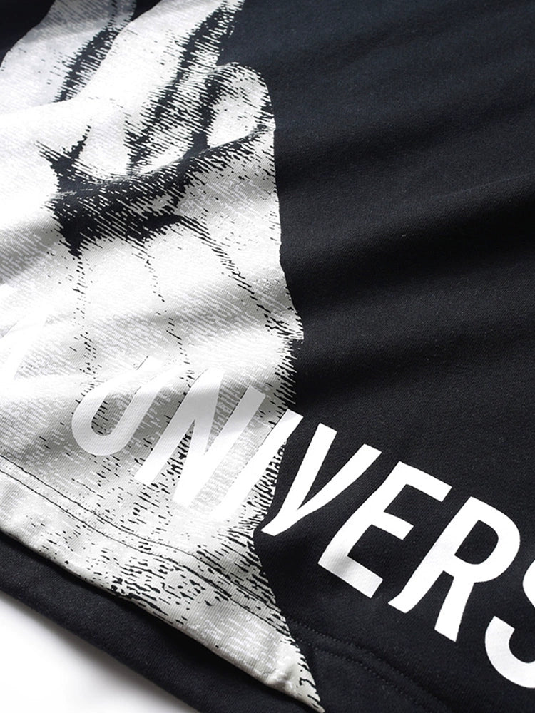 ステッチコントラストフェイクツーピースフードトレーナー