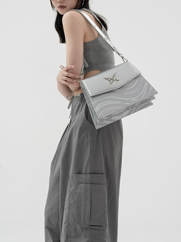 Silver Butterfly Bic Shoulder Bag