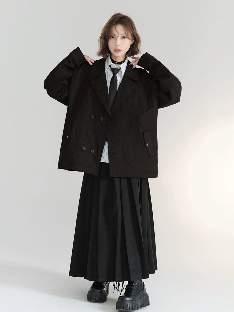 Wool Pleated College Skirt