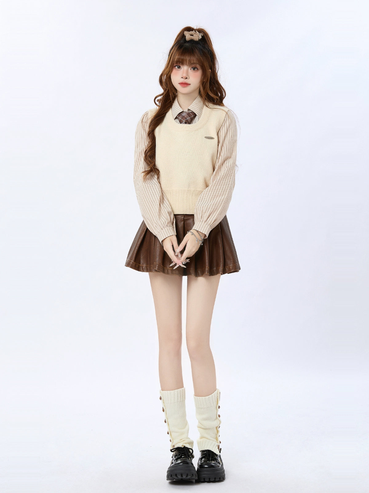 솔리드 컬러 니트 조끼