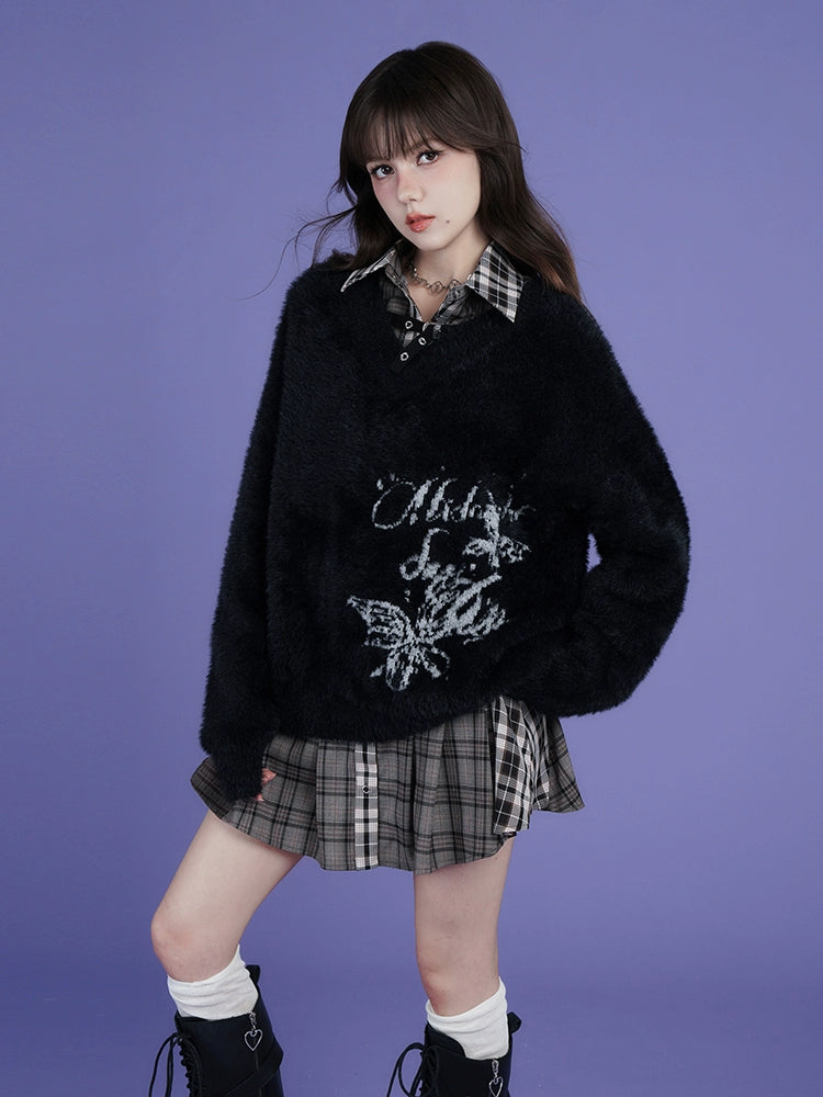 アシメチェックカジュアルシャツワンピース【予約商品】