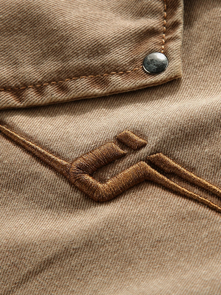 カーキウェイストランドスタイルデニムジャケット