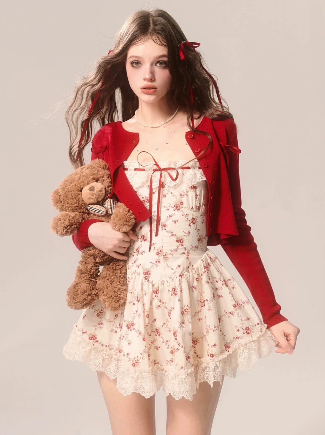 ローズフローラルフレンチレースキャミソールドレス【予約商品】