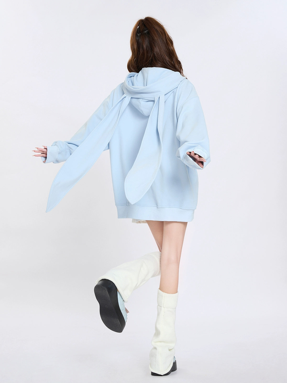 Milk Blue Bunny Hooded Loose Hoodie