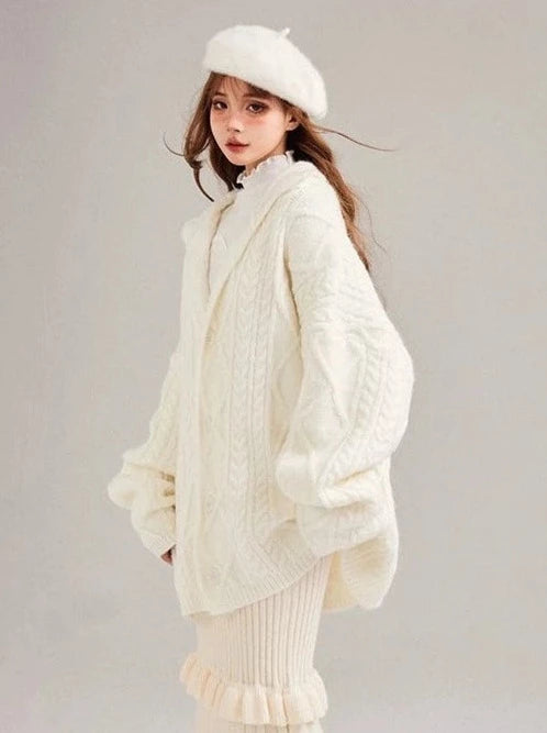 Cardigan ample en maille torsadée