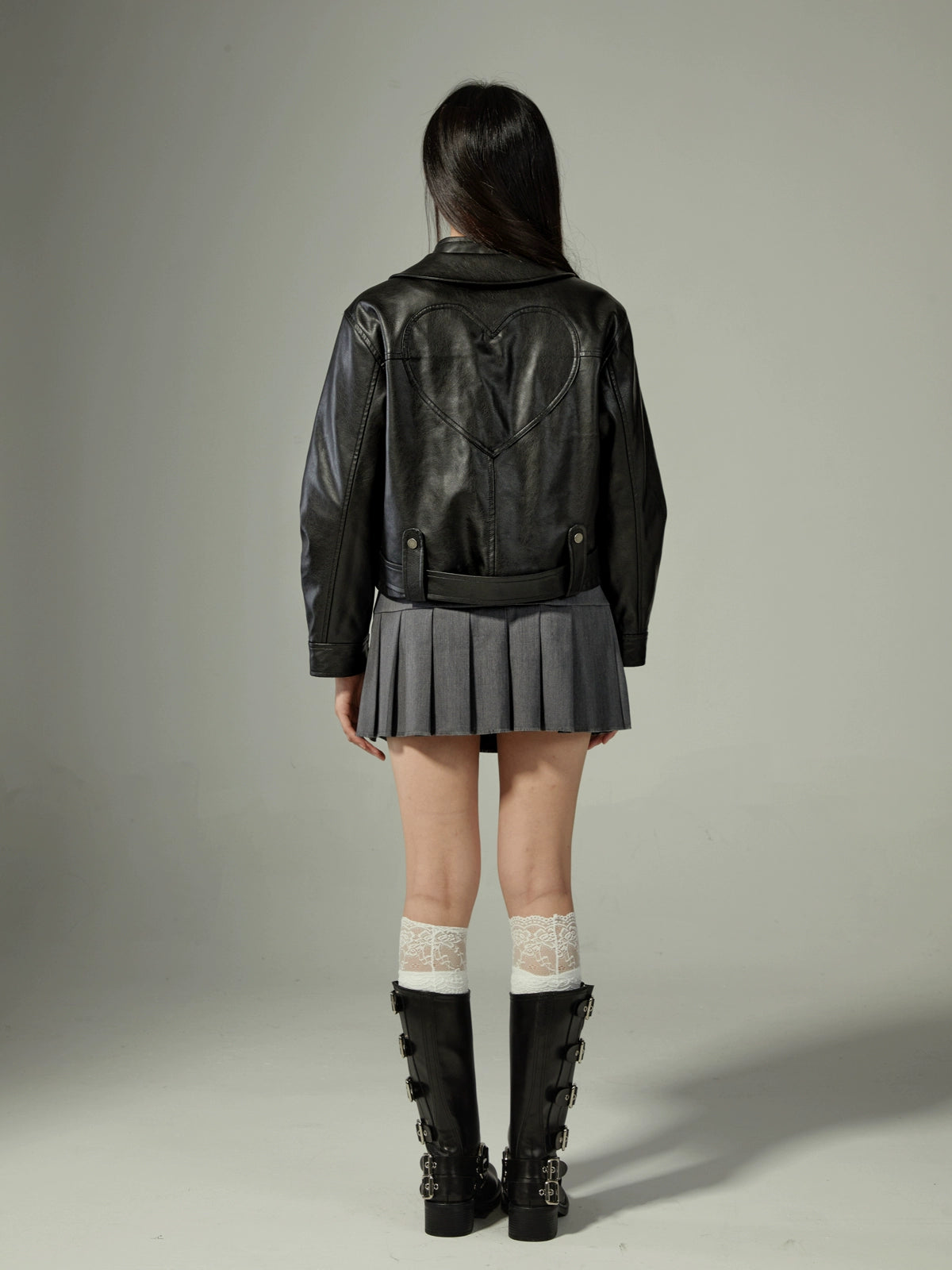 Design Choker Black Slim Short Leather Jacket