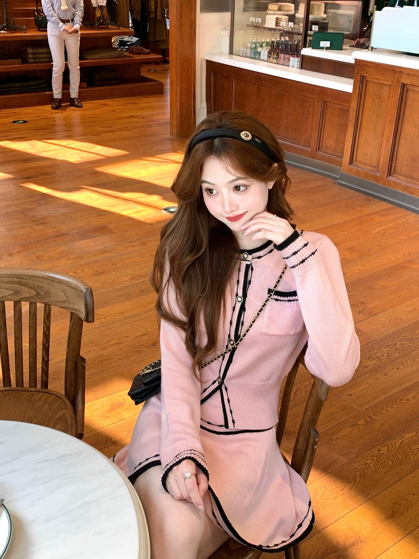 スイートピンキーカーディガン+フレアスカート