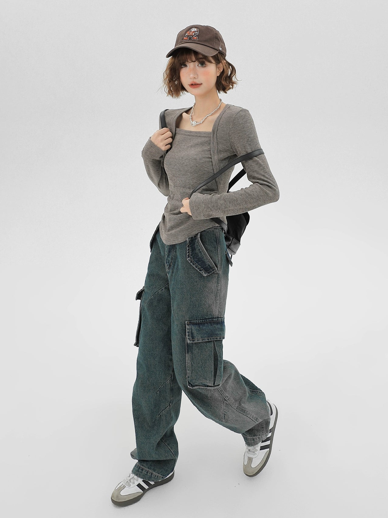 Korean Style Square Neck Slim Long T