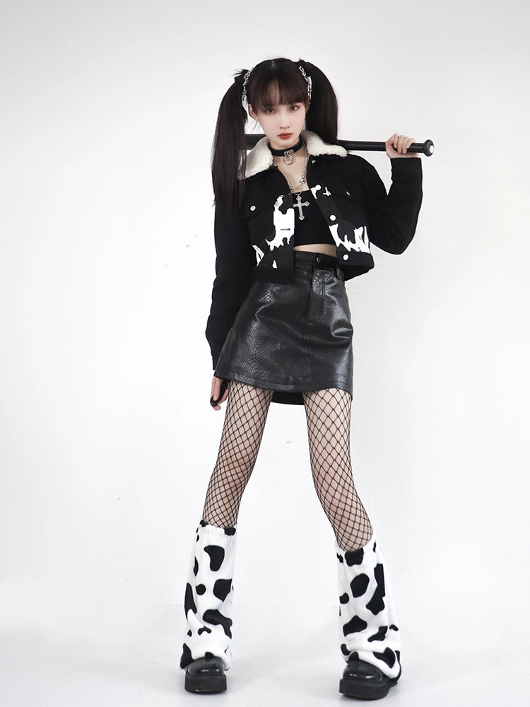 カウデザインデニムショートモードジャケット